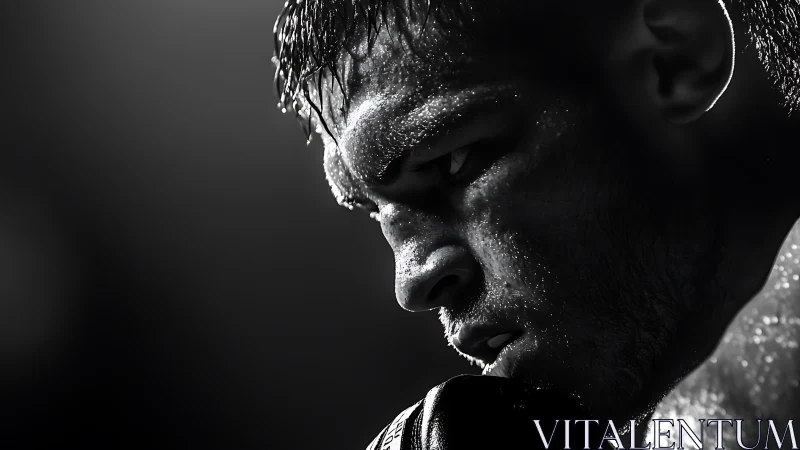 Bearded Man Illuminated Through Water Droplets.