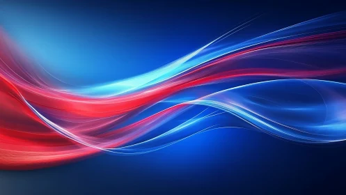 Ribbon currents of red and blue gliding through deep space.