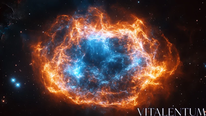 Fiery blue supernova remnant expands through dense starfield