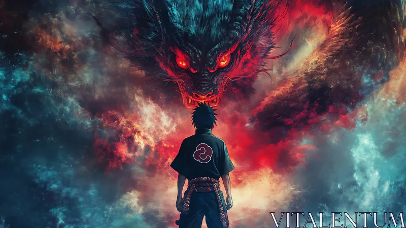 Stormlit warrior squares off against a colossal fire dragon