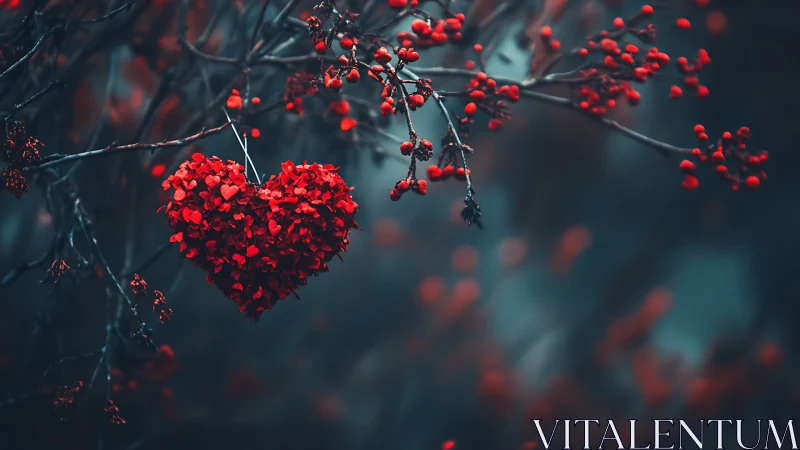 Red Rowan Berries in Moody Seasonal Light.