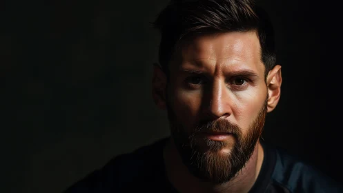 Intense bearded man in dramatic low key portrait lighting.