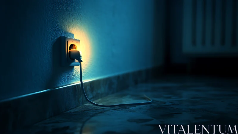 Soft night glow from a single plugged-in electric cord.