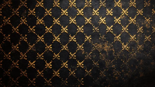 Vintage gold and black textured damask pattern background.
