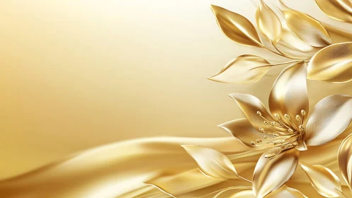 Golden Flourish: Luminous Petals Dance in Ethereal Radiance.