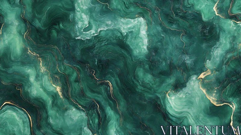 Deep Green Marble Abstract with Gold Veins, Modern Art Texture.