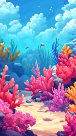 Vibrant coral reef canyon under clear turquoise water.