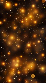 Golden fireflies drift through velvet cosmic nightfall