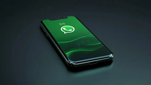 Smartphone Glows Verdant as WhatsApp Pulse Awakens Digital Connection