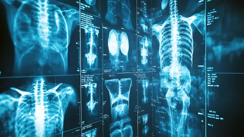 Digital medical lightwall with full body spinal radiographs