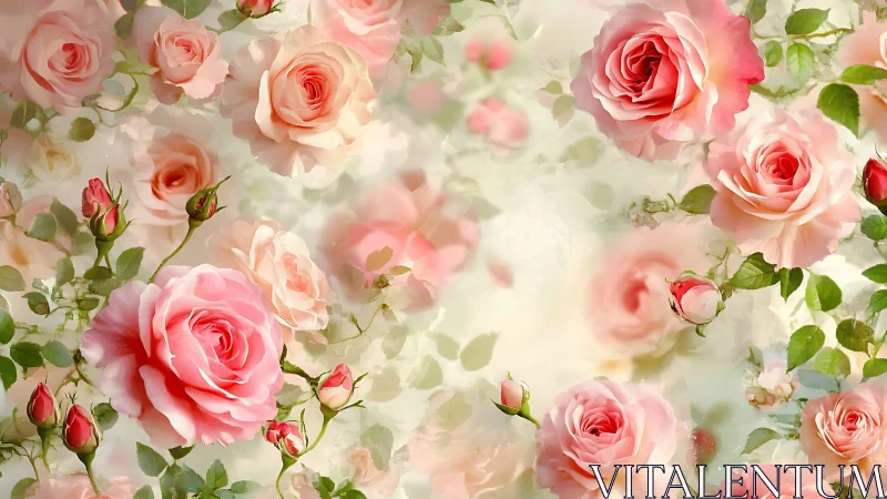 Soft-Focus Floral Composition: Layered Pink Roses with Depth-of-Field Bokeh.