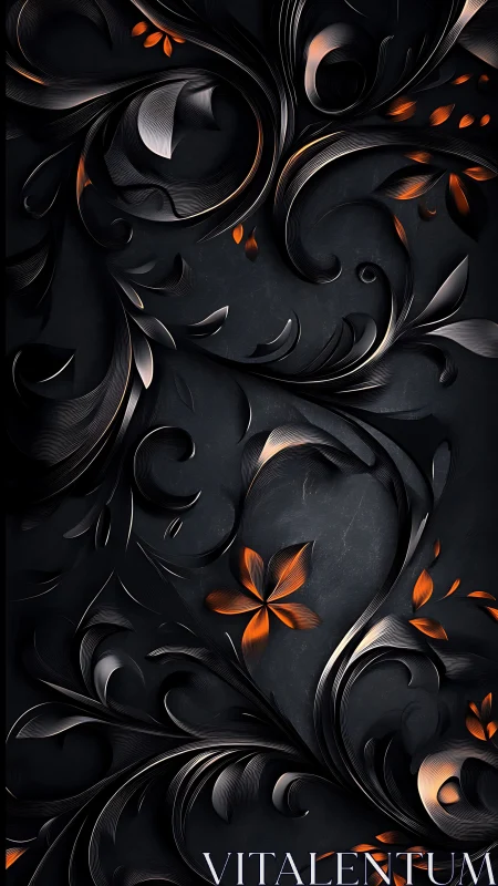 Parametric floral relief with metallic gradients and directional rim lighting