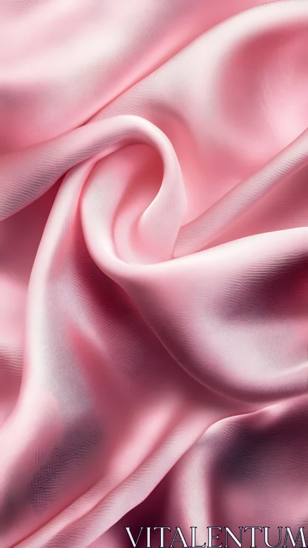 Pink satin textile forms controlled folds under soft lighting