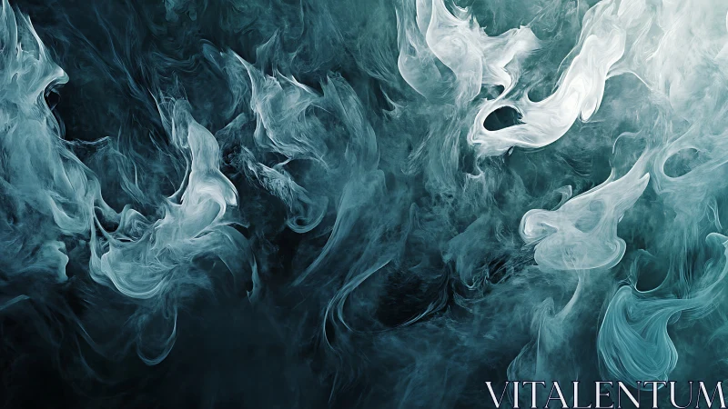 White translucent smoke forms diffuse swirls on dark teal