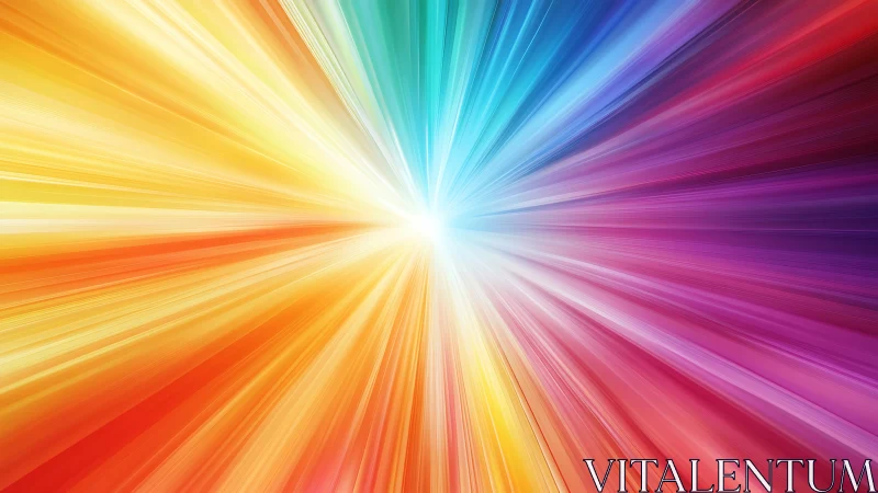 Radiant color burst streaks converge toward central light