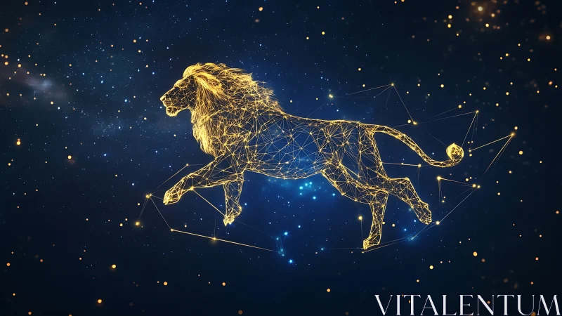Leo constellation lion glows through deep cosmic night sky