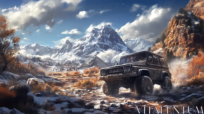 Mountain dirt road adventure welcomes a rugged off-road SUV