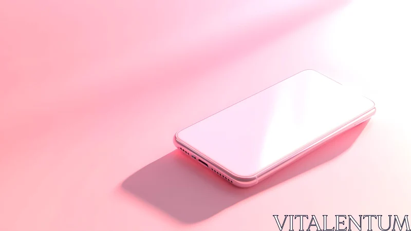 Modern smartphone on pink pastel background, minimalistic and bright.