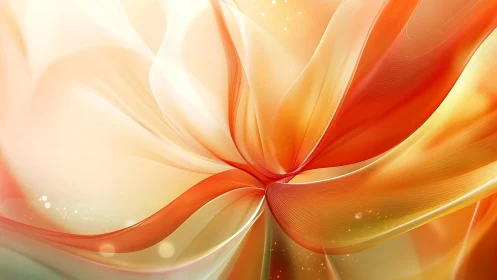 Fluid orange light ribbons form luminous abstract bloom