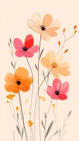 Garden Reverie: Cosmos Dancing in Peachy Dreamlight.