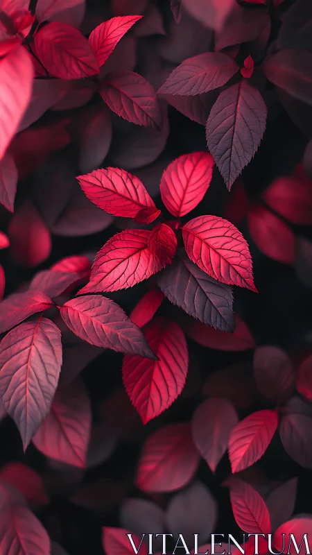 Crimson foliage cluster over dark blurred background.