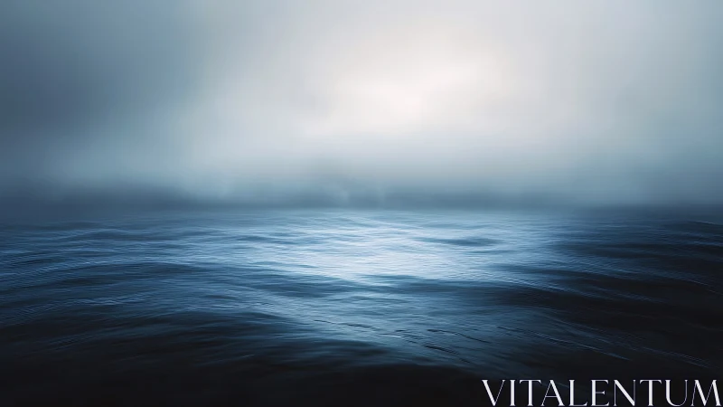 Low-contrast seascape with fog-obscured horizon and soft wave gradients