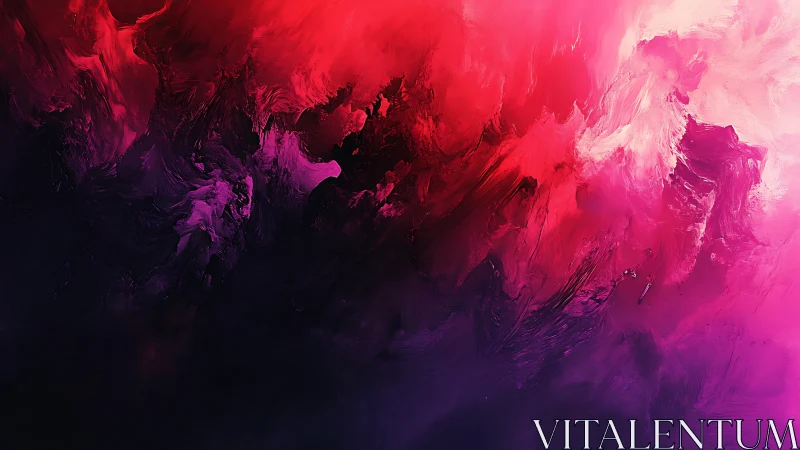 Abstract red and magenta cloud forms over dark gradient field.