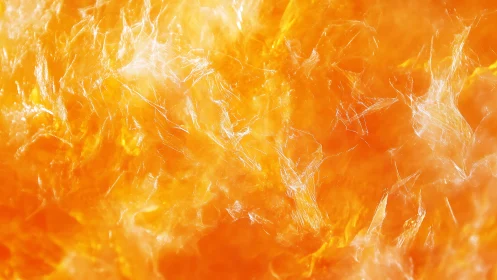 Vibrant macro of orange pulp with fibrous texture and glowing light.