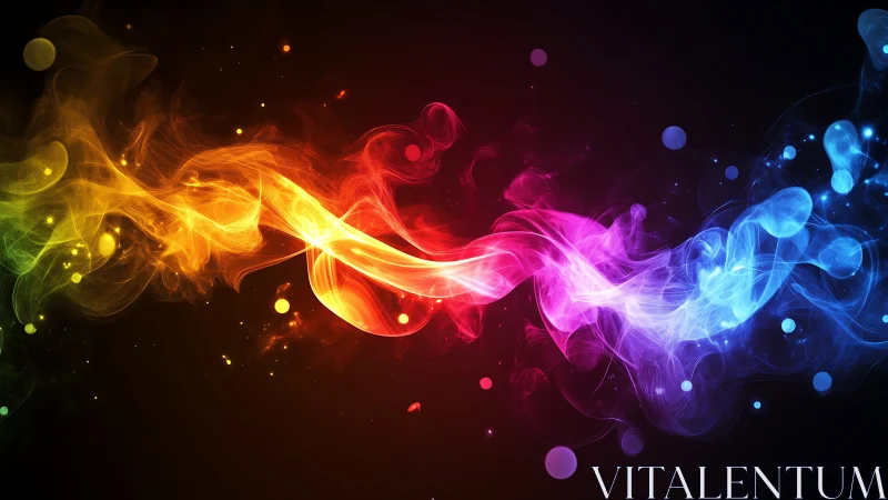 Multicolored luminous wisps converging on dark background.