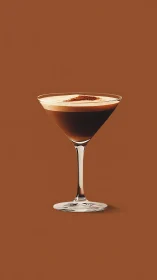Espresso Martini cocktail presentation on solid tan background