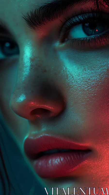 Soft neon portrait glowing with intimate, futuristic light.
