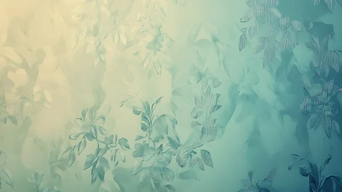 Soft teal garden drifting through morning mist.