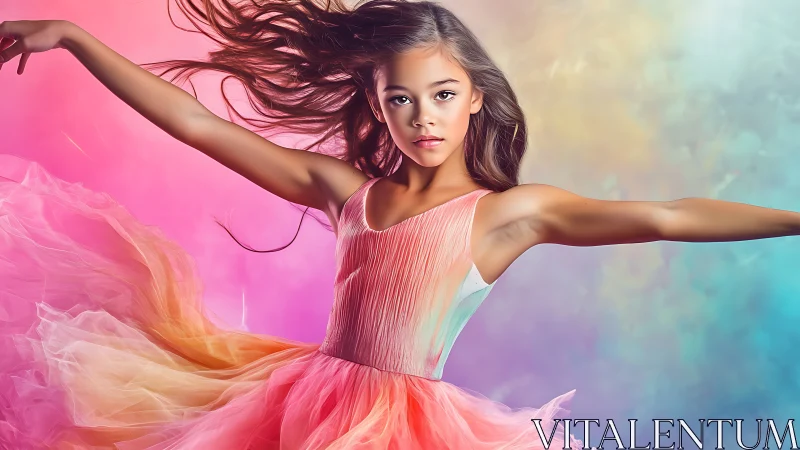 Whirlwind ballerina in cotton-candy colors of motion and light.
