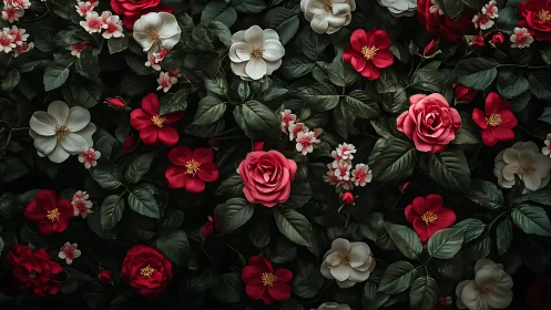 Polychromatic Flora Arrangement: Layered Botanical Composition with Chromatic Stratification.