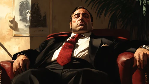 Power-drenched patriarch melts into leather and late sunlight