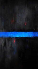Horizontal blue band across textured black ground.