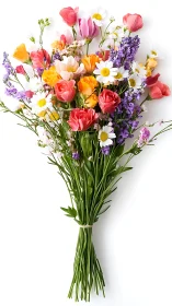 Polychromatic Floral Arrangement With Roses, Daisies, and Statice