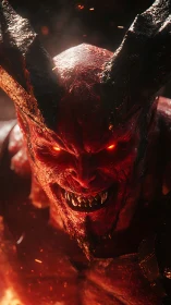 Horned infernal humanoid rendered in high detail digital art.