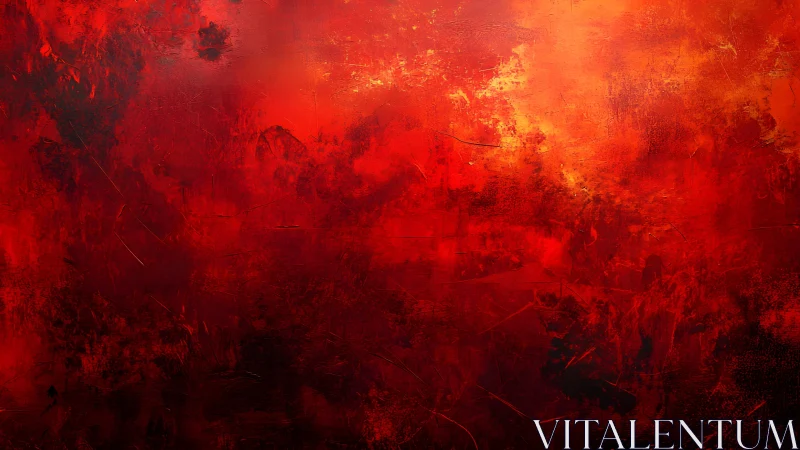 Intense Abstract Red Texture Painting with Fiery Warm Hues.