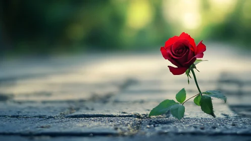 Scarlet Bloom Stands Defiant Against Concrete Indifference