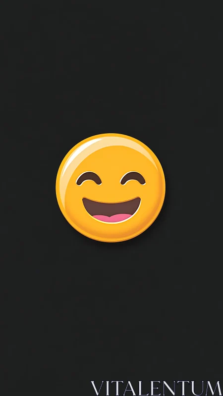 Glossy yellow smiling emoji on matte black background