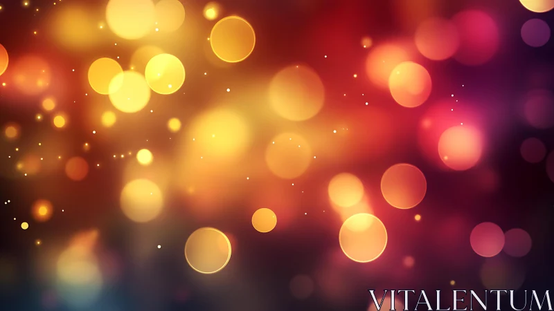 Warm bokeh light circles on dark gradient abstract background.