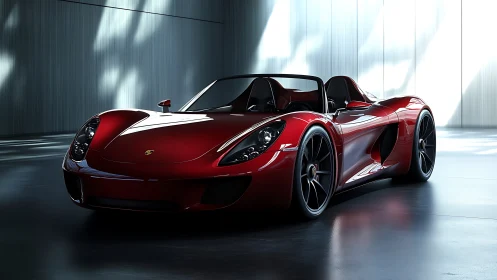 Crimson roadster poised for a quiet burst of city speed.