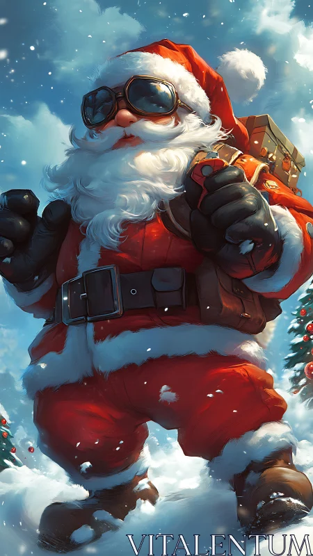 Dynamic digital Santa in heroic low-angle character render.