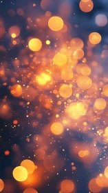 Golden bokeh sparks glow over deep twilight gradient background.