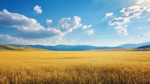 Endless wheat ocean hums softly beneath a drifting sky