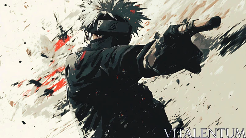 Dynamic anime portrait with gestural brushwork and motion lines.