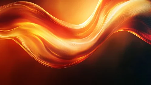 Golden Luminous Wave Flow Against Dark Background