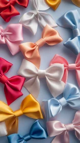 Chromatic satin bow matrix under controlled studio lighting.