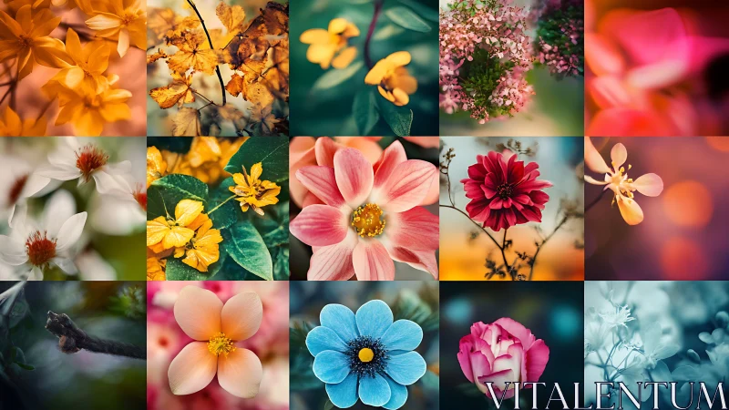 Floral Variety Grid: Multiple Species and Color Gradations.